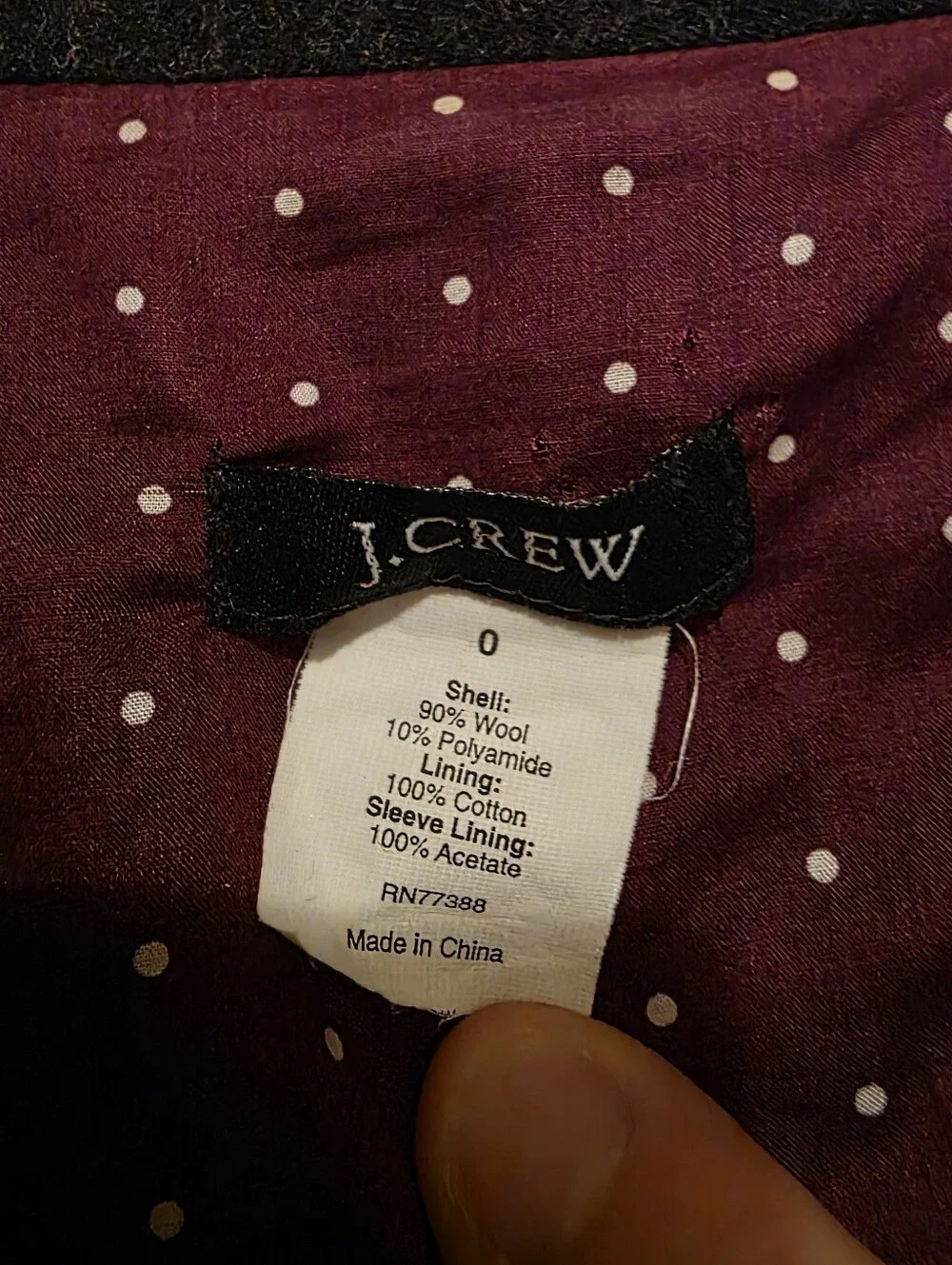 J.CREW Women's Black Pinstripe Wool Blazer Jacket Size 0